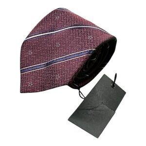 John Varvatos Men Silk Tie Red Blue Silver Star Stripe 3 Inch Made in Italy NWT